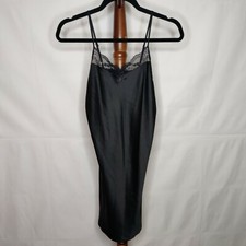SALE NWT Gilligan  O'Malley Sleepwear women XS satin chemise ebony adj straps