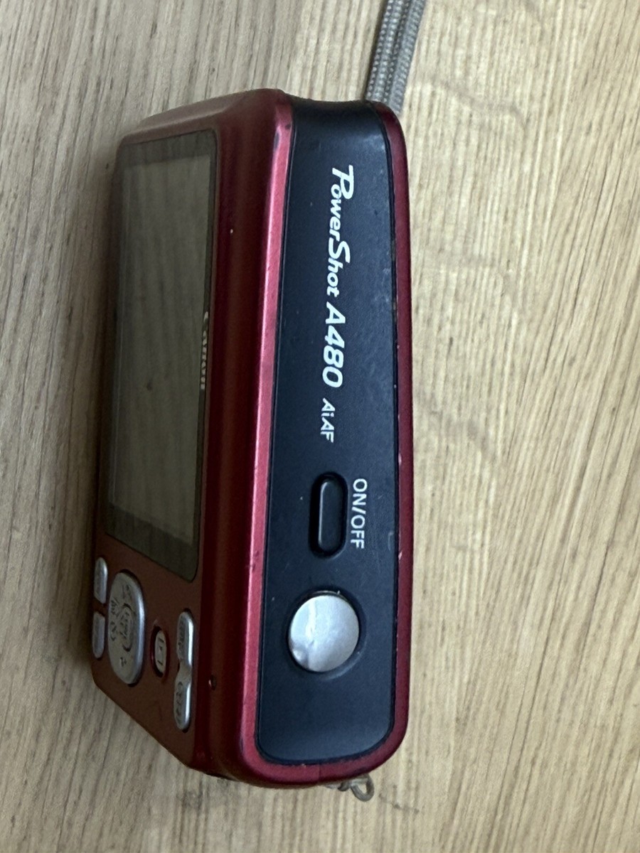 Canon PowerShot A480 Digital Camera Red FOR PARTS REPAIR Lens