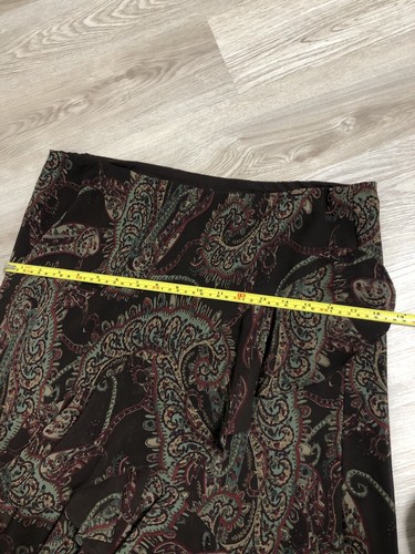Womens Chaps Brown Paisley Print Lined Ruffle Midi Length Skirt Size Large - Picture 8 of 9