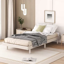 Twin/Full/Queen Size Floating Bed Frame Wooden Platform Bed Frame w/ Headboard