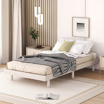 Twin/Full/Queen Size Floating Bed Frame Wooden Platform Bed Frame with Headboard