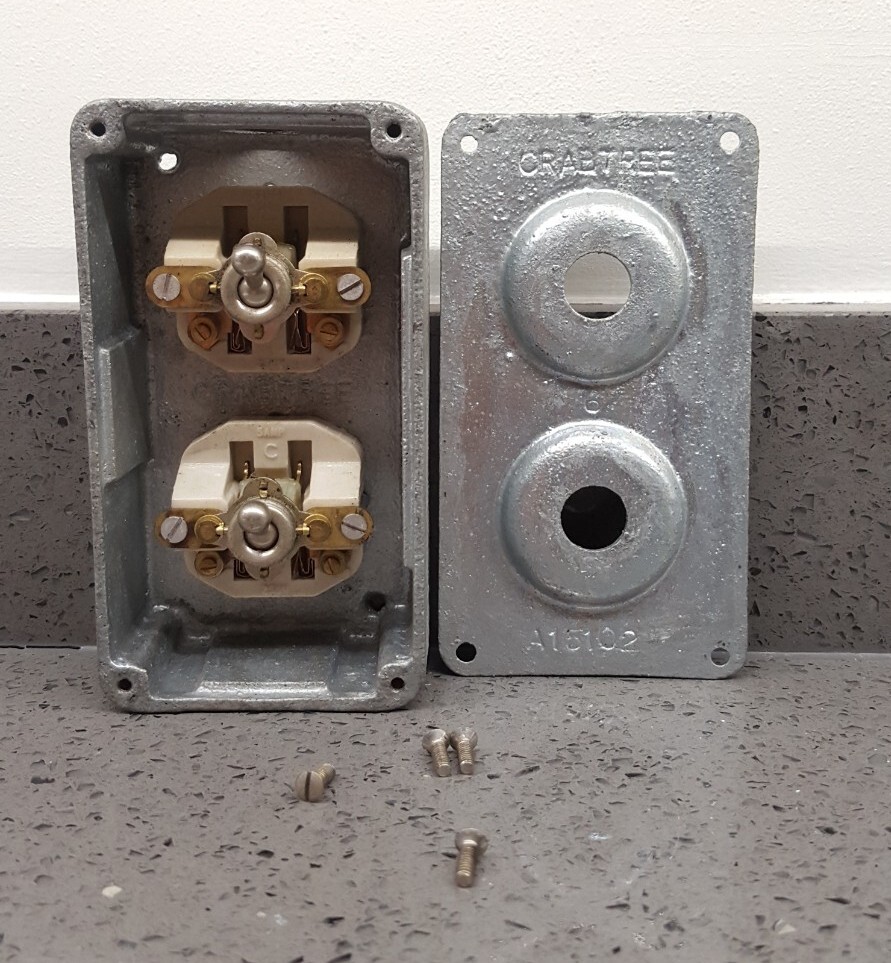 Brand New Unused Vintage Crabtree Industrial Double Light Switch Two 2