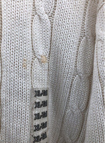 Men's Trader Bay White Cable Knit Sweater Flaw - Size Xlt - Picture 3 of 9