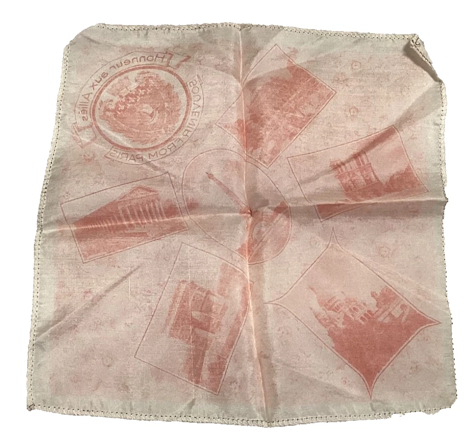Red White Vintage Women's Handkerchief Honneur Allies Souvenir Paris Landmarks Foto 2 de 2