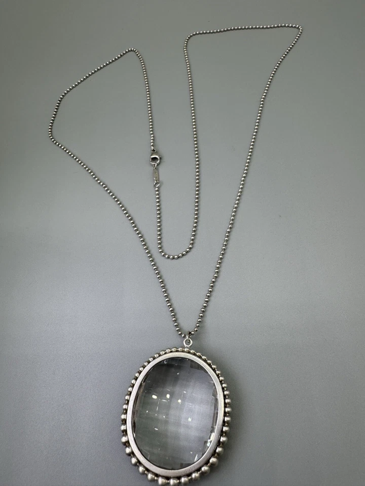 Tiffany & Co Ziegfeld Collection Oval Rock Crystal Sterling Silver Necklace 28" - Image 3 of 4