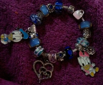 AUTHENTISCHES PANDORA FASS Charm Armband mit 4 europäischer MOM DISNEY DAFFY GÄNSEBLÜMCHENENTE