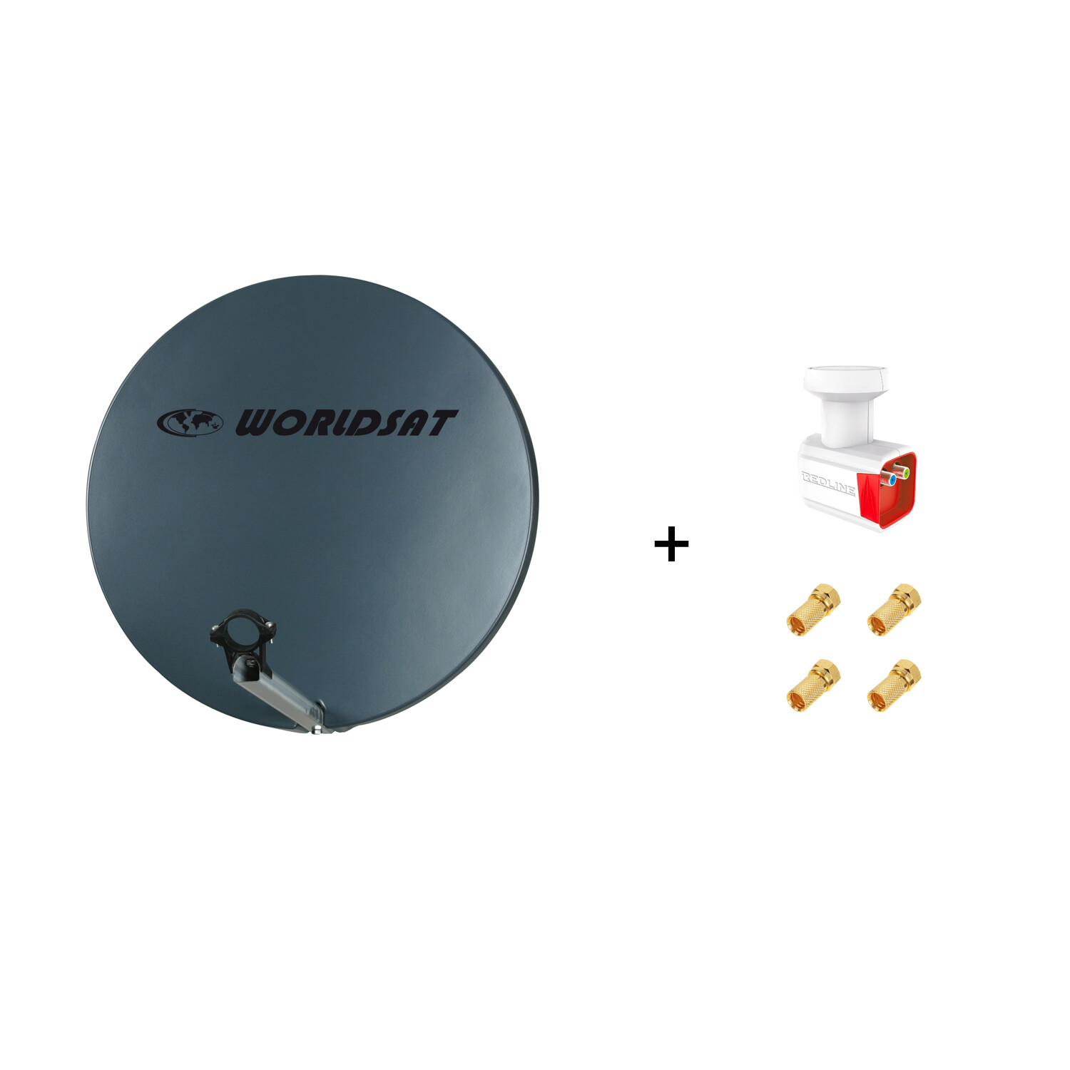 Antenne parabole SMC 60 cm anthracite Worldsat avec LNB Twin HD et fiches F