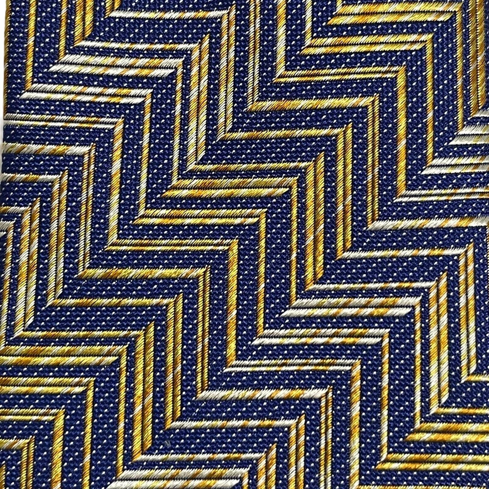 Corbata Missoni Italia Chevron Azul Amarillo Seda Foto 2 de 4