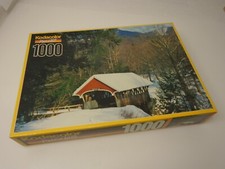 Kodacolor Puzzle Jigsaw 1000 Pieces "Covered Bridge, NH" 19in X27in Winter Scene
