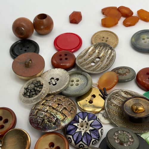 Lotto perline bottoni vintage colori misti misure metallo bachelite plastica Mil artigianato *LEGGI - Foto 5 di 13