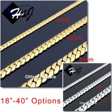 18"-40"MEN Stainless Steel 4/6/8mm Silver/Gold/Black Plated Miami Cuban Necklace
