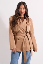 Dorothy Perkins Camel Trench Coat Womens Casual Jackets & Coats