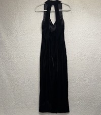 Vintage Jessica McClintock Gunne Sax Black Velvet Halter Formal Dress Size 9/10