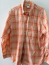 Men's Lacoste Plaid Button-Down Long Sleeve Shirt Size 44 XL Made in France