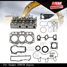 New For Yanmar 3TNV76 Complete Cylinder Head With Valve Spring & Full Gasket Kit