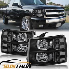 For 2007-2013 Chevy Silverado 1500 2500hd Black Housing Headlights Lh Rh