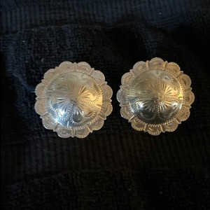 Victor Sterling Silver Overlay Loopback Conchos Bridle Rosettes Pair of 2