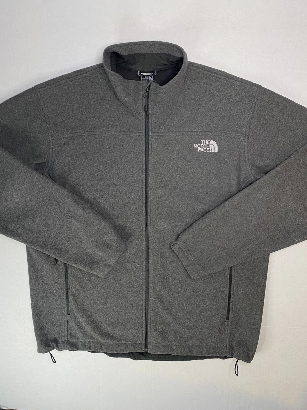 The North Face Fleece Jacket Mens XL Charcoal Gray Full Zip Logo Outdoor