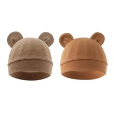 Newborn Baby Hat Bear Ears Infant Caps Baby Boy Girl 2 Dark Khaki caramel