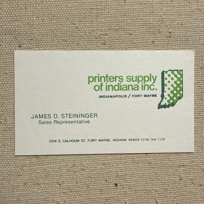 Vintage Business Card Indianapolis Indiana Ft Wayne Printer Supply Fort Paper