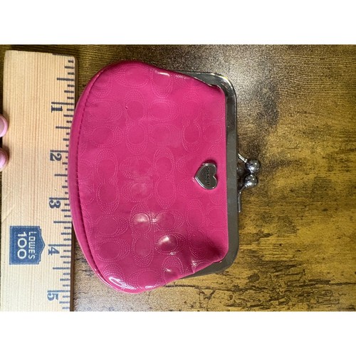 Coach Pink Patent Signature C Kisslock Coin Purse Wal… - Gem