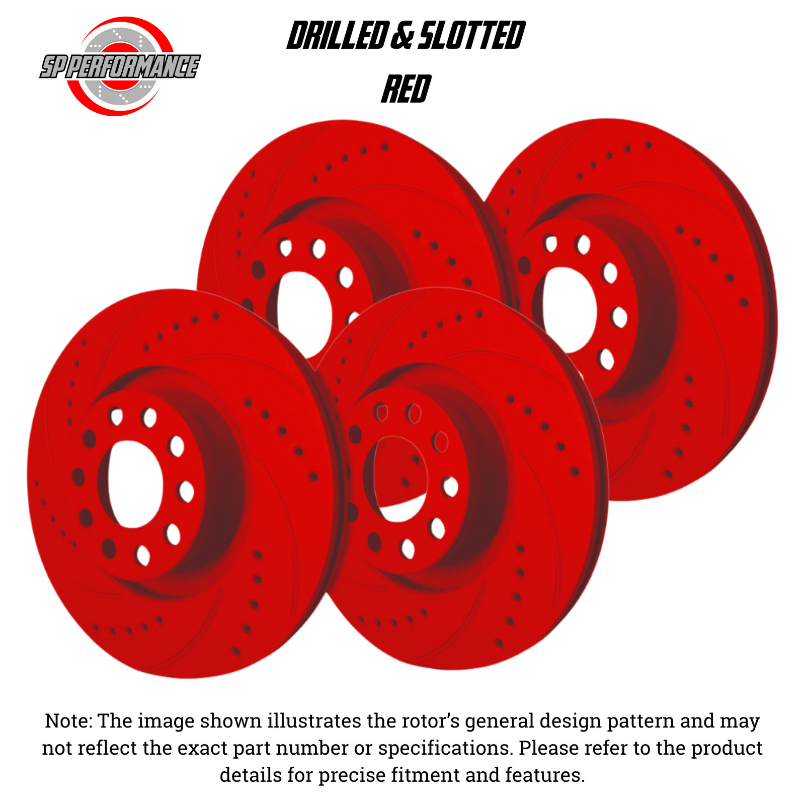 SP Performance KT-FRR-F-R-003144 Drilled & Slotted Red Rotors 97-05 Acura NSX