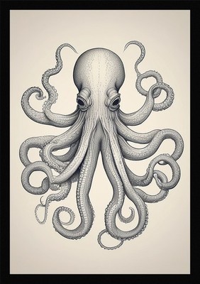 Intimate Octopus Framed Wall Art Poster Canvas Print Picture