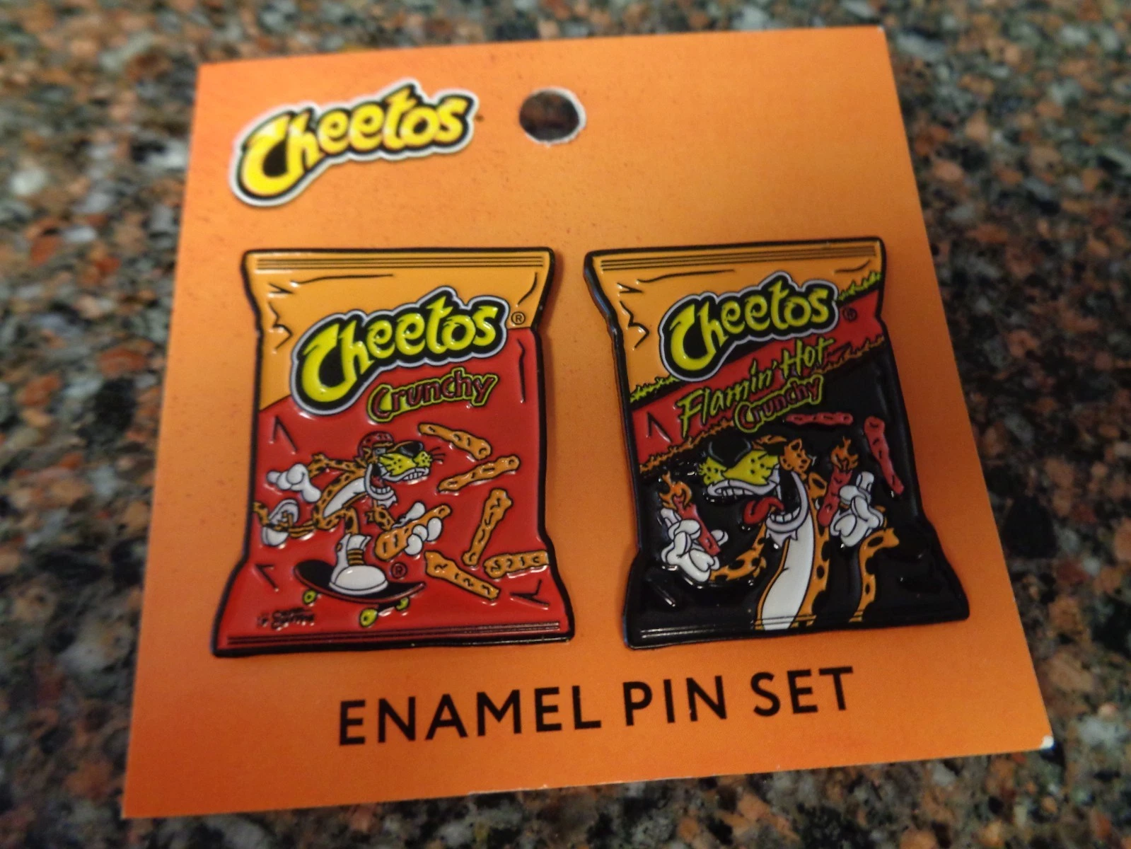 Cheetos Original Crunchy & Flamin' Hot 🔥 Enamel Pin Set of 2 Metal Chester New