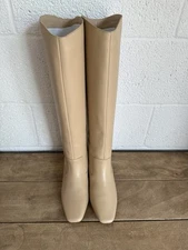 NEW J Crew Roxie Knee High Leather Boots SZ 7 Dark Beechwood $348 Nude Beige