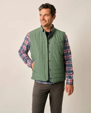 johnnie-O Apo Quilted Button Up Vest Sage Size M