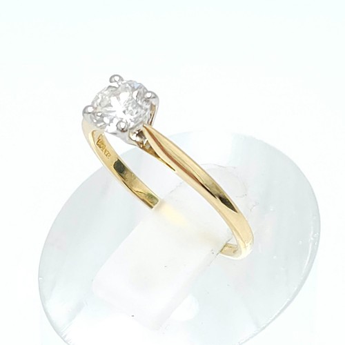 Antique 18ct Yellow Gold 1/2ct Natural Diamond Solitaire Ladies Ring Size J 1/2 - Picture 5 of 7