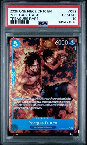 One Piece Portgas D Ace Treasure Rare OP10 OP08-052 PSA 10 Gem Mint