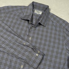 Eton Shirt Mens 18 46 XXL Blue Gingham Contemporary Dress Long Sleeve Button Up