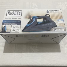 BLACK + DECKER BXIR22004GB Ceramic Soleplate Steam Iron,3000W,Black and Blue