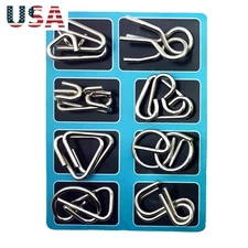 8PCS Metal Puzzle Wire IQ Mind Brain Teaser Toys IQ creative Educational Toys A