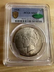1928 $1 Peace Dollar PCGS MS 63 & CAC Sticker