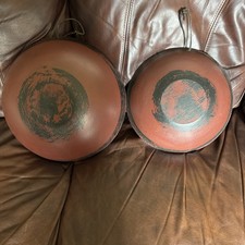 Two Southwestern Native Wooden Decorative Bowls Red Clay And Black