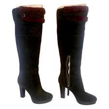 UGG® AUSTRALIA OPHIRA BLACK LEATHER TALL HEELED BOOTS UK 6.5 EU 39 US 8 RRP £295