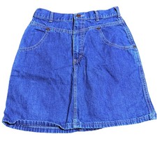 Vintage 80s Calvin Klein Denim Mini Skirt High Waisted Yoke Porkchop Pockets USA