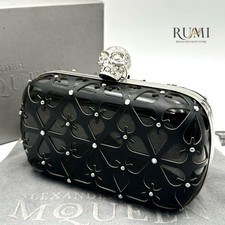 Borsa Alexander McQueen Knuckle Clutch Skull in pelle nera Lightstone