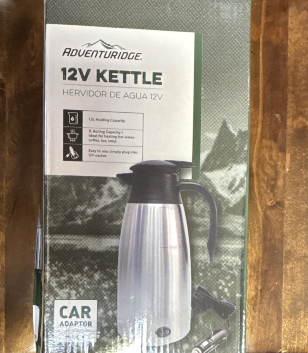 Adventuridge 12V Kettle 1.5L Stainless Steel for Camping with Car Adaptor  Handle | eBay
