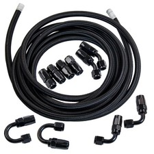 AN6 6AN Nylon Stainless Steel Braided Oil Fuel Line Fitting Hose End Adapter Set