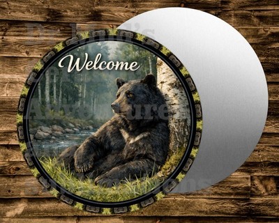 WELCOME BLACK BEAR parks   Round metal Sign Wreaths Crafts
