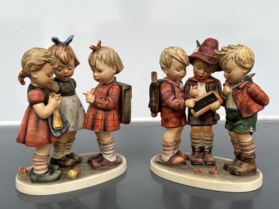 Hummel Goebel School Boys and School Girls 7.5  Figurines. Made in West Germany