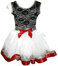 THEATRICALS Size CS S Dance Costume Black White Red Ballet Jazz Tap 