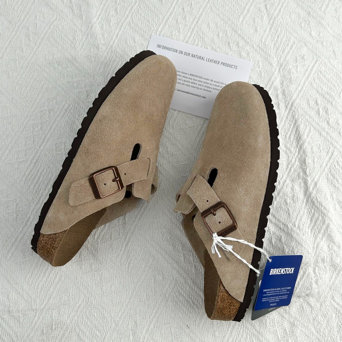 Birkenstock Boston Taupe Suede Leather Soft Footbed Unisex Clog