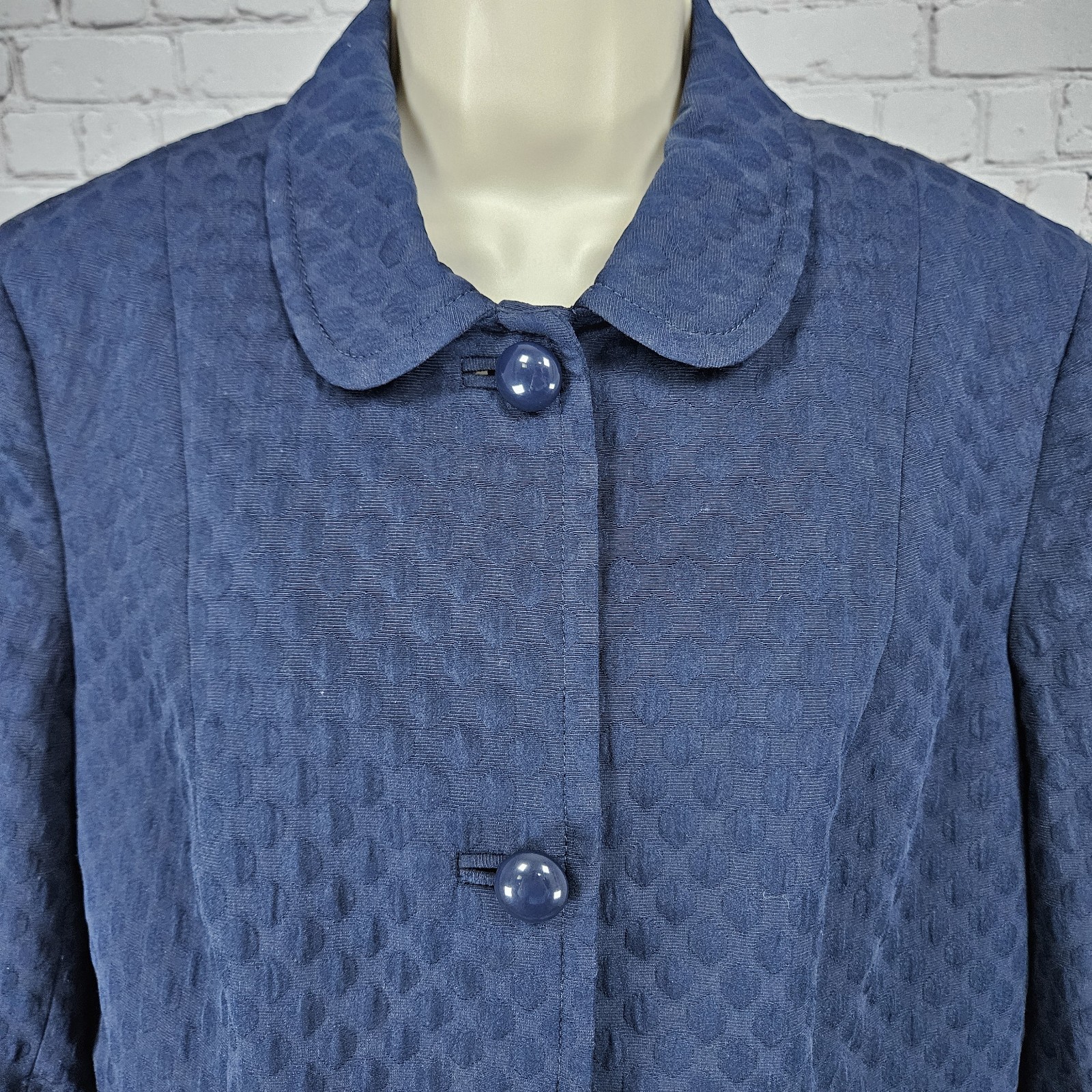 Talbots Navy Textured Collared Buttoned 3/4 Sleev… - image 7