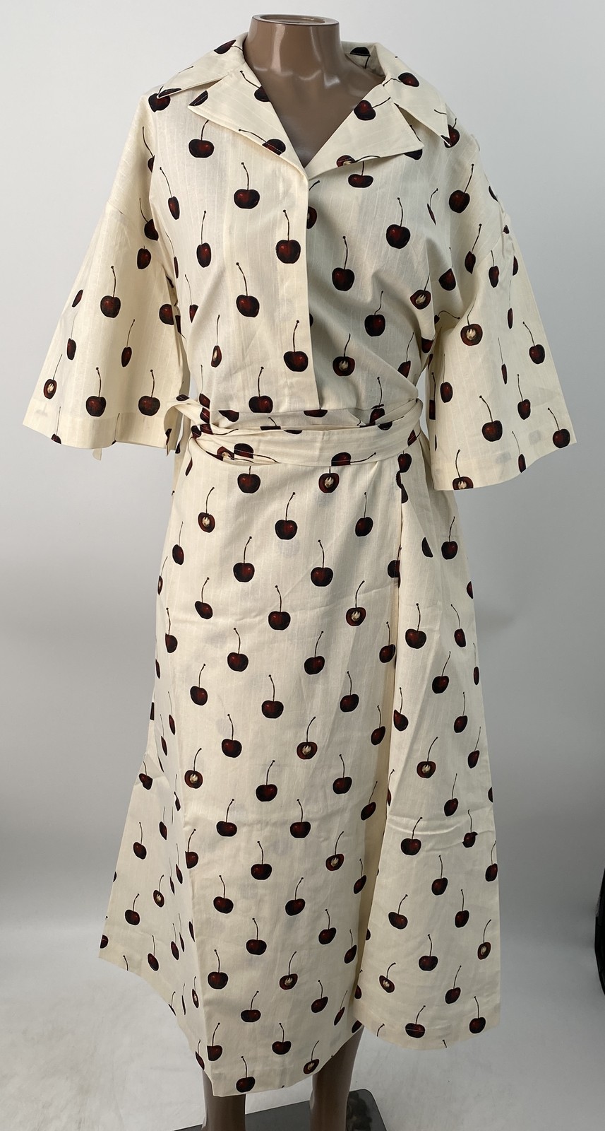 Stine Goya Womens Shirt Dress Cherry Print Size XS Organic Cotton Button Up Midi