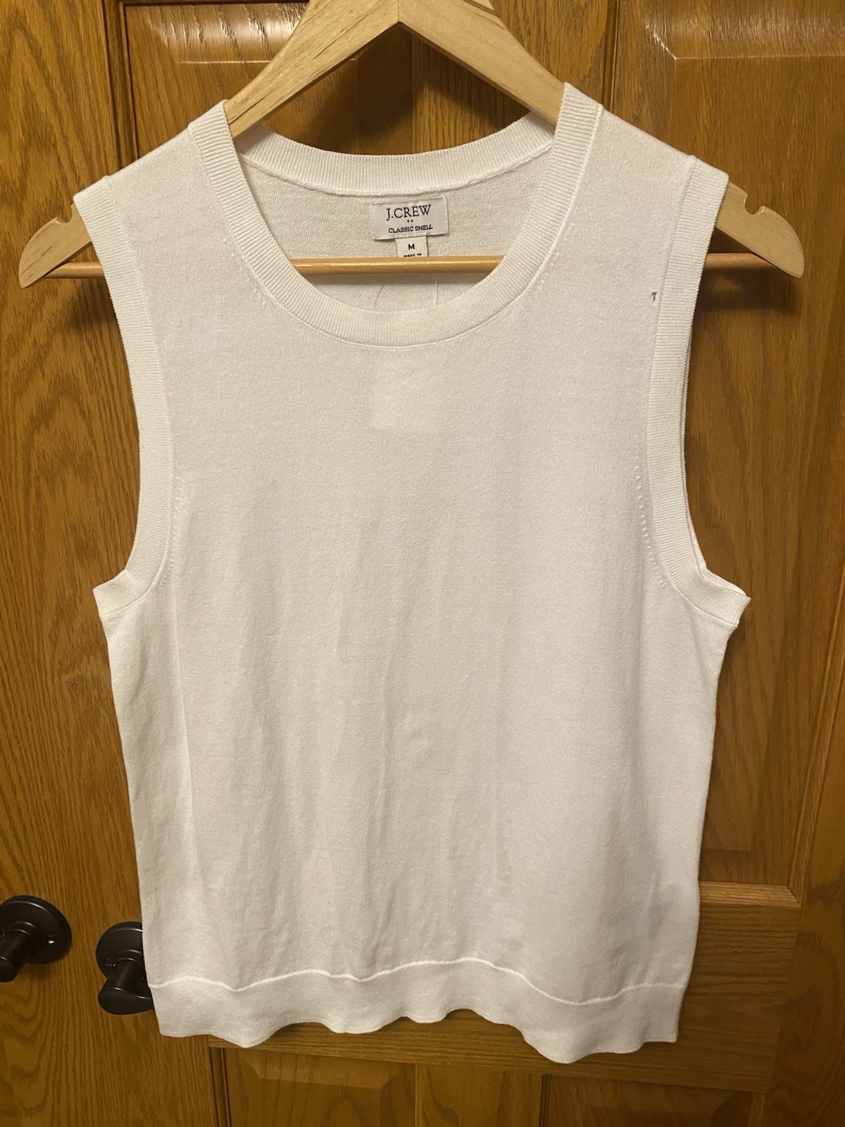 J.CREW Classic Shell Sleeveless Cotton Knit Tank Top Crew Neck White Women’s M
