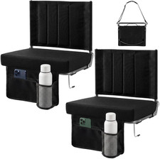 2-Pack Stadium Seats with Back Support, Bleacher Chairs, Black